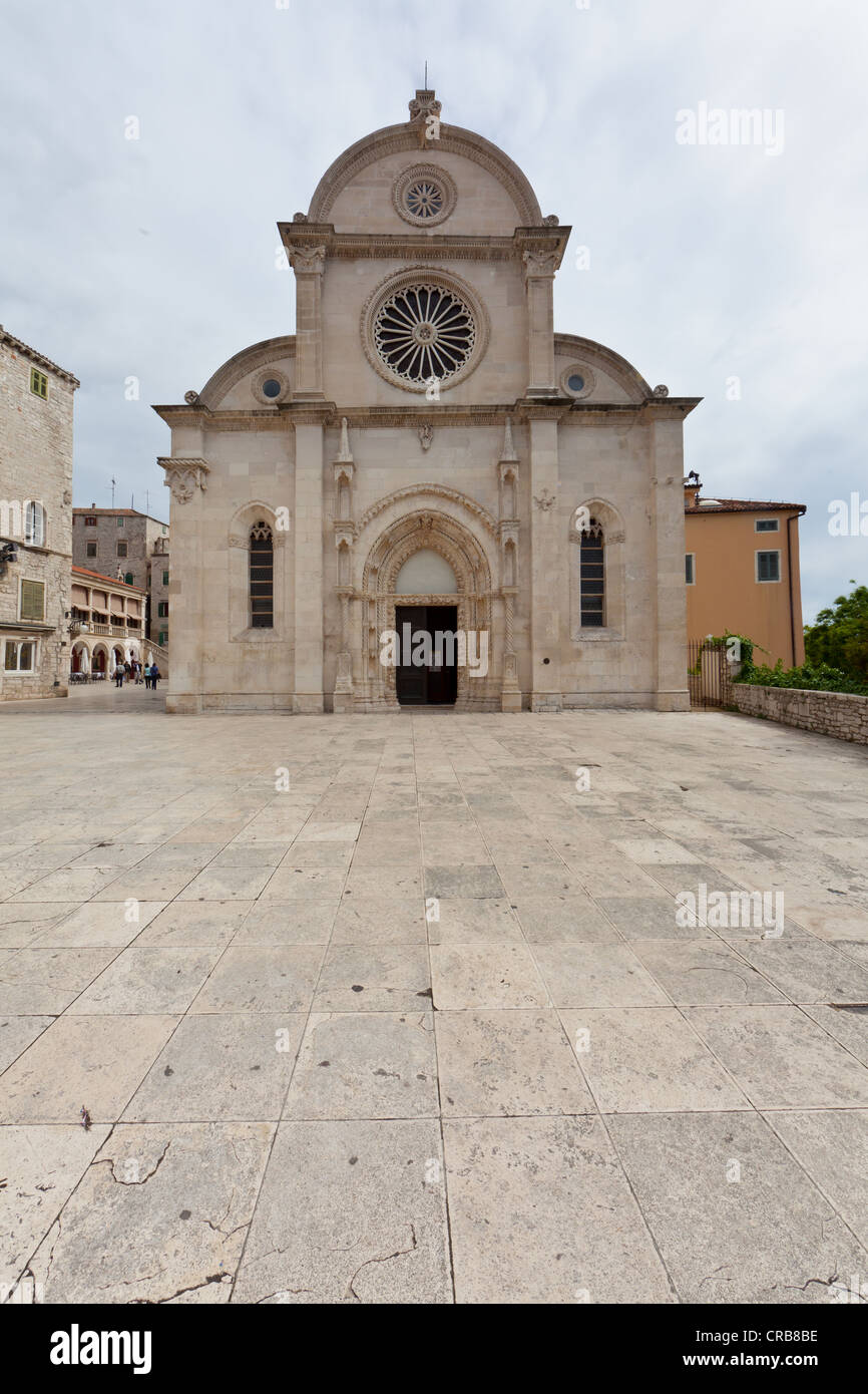 Katedrala svetog Jakova, la Cattedrale di San Giacomo, Sito Patrimonio Mondiale dell'UNESCO, Sibenik, Dalmazia centrale, Adriatico, Europa Foto Stock