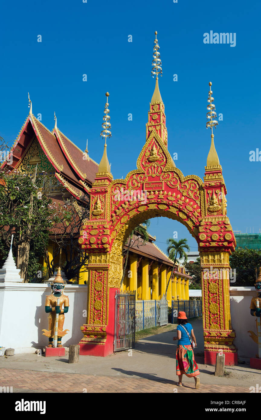 Wat Mixai tempio, Vientiane, Laos, Indocina, Asia Foto Stock