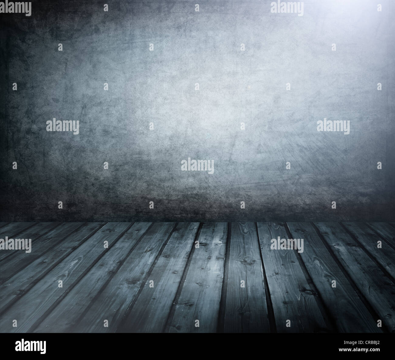 Camera con un vecchio muro e pavimento in legno Foto Stock