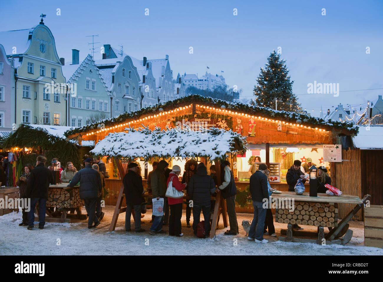 Mercatini di Natale in inverno, Landshut, Bassa Baviera, Baviera, Germania, Europa Foto Stock