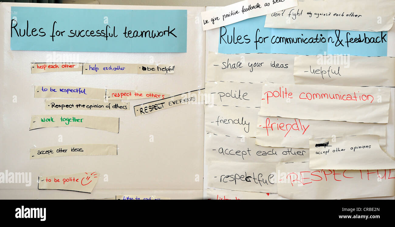 Lezione di inglese, whiteboard Foto Stock