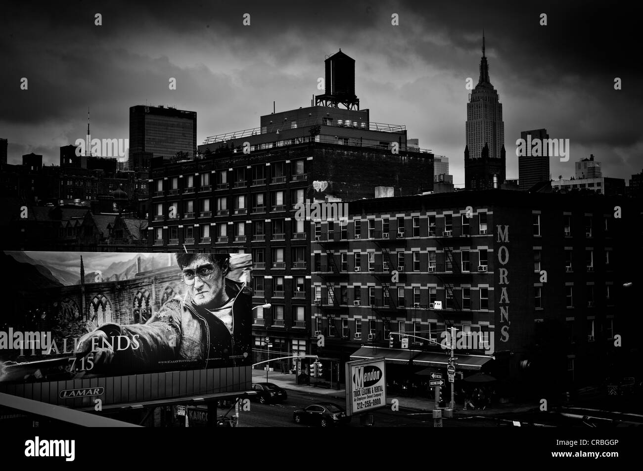 Il poster di fronte skyline, 19th Street, Chelsea, Manhattan, New York, New York, Stati Uniti d'America Foto Stock