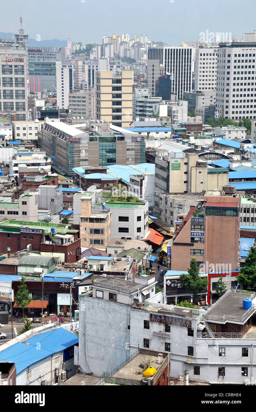 Antichi e moderni edifici Euljiro 4 Seoul Corea del Sud Asia Foto Stock