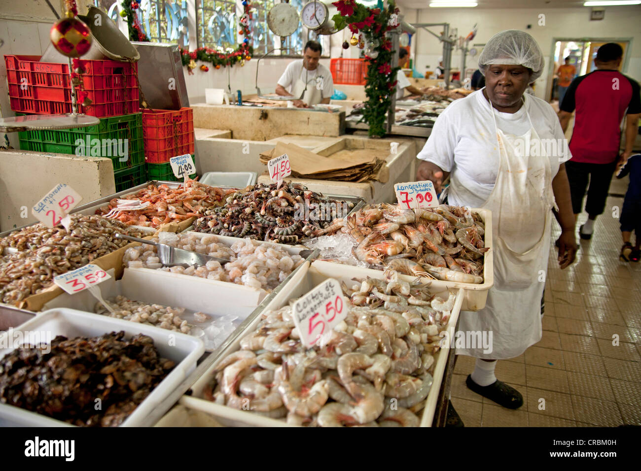 Il pesce appena pescato e frutti di mare al mercato del pesce in Panama City, Panama America Centrale Foto Stock