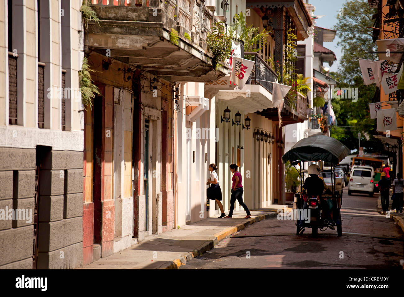 Street nella città vecchia, Casco Viejo, Panama City, Panama America Centrale Foto Stock