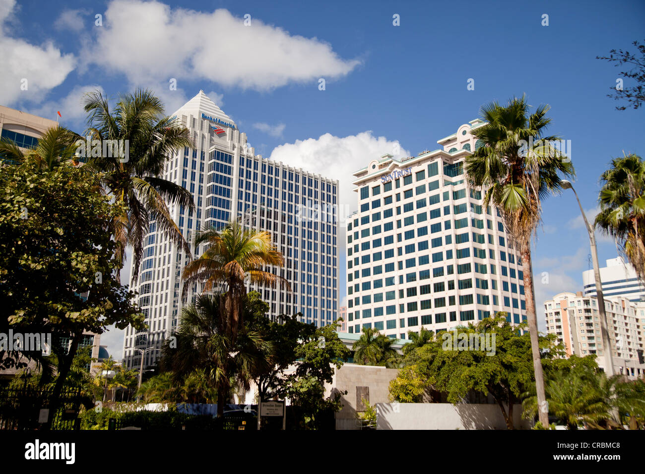 Bank of America e Suntrust grattacieli in Fort Lauderdale, Florida, Stati Uniti d'America Foto Stock