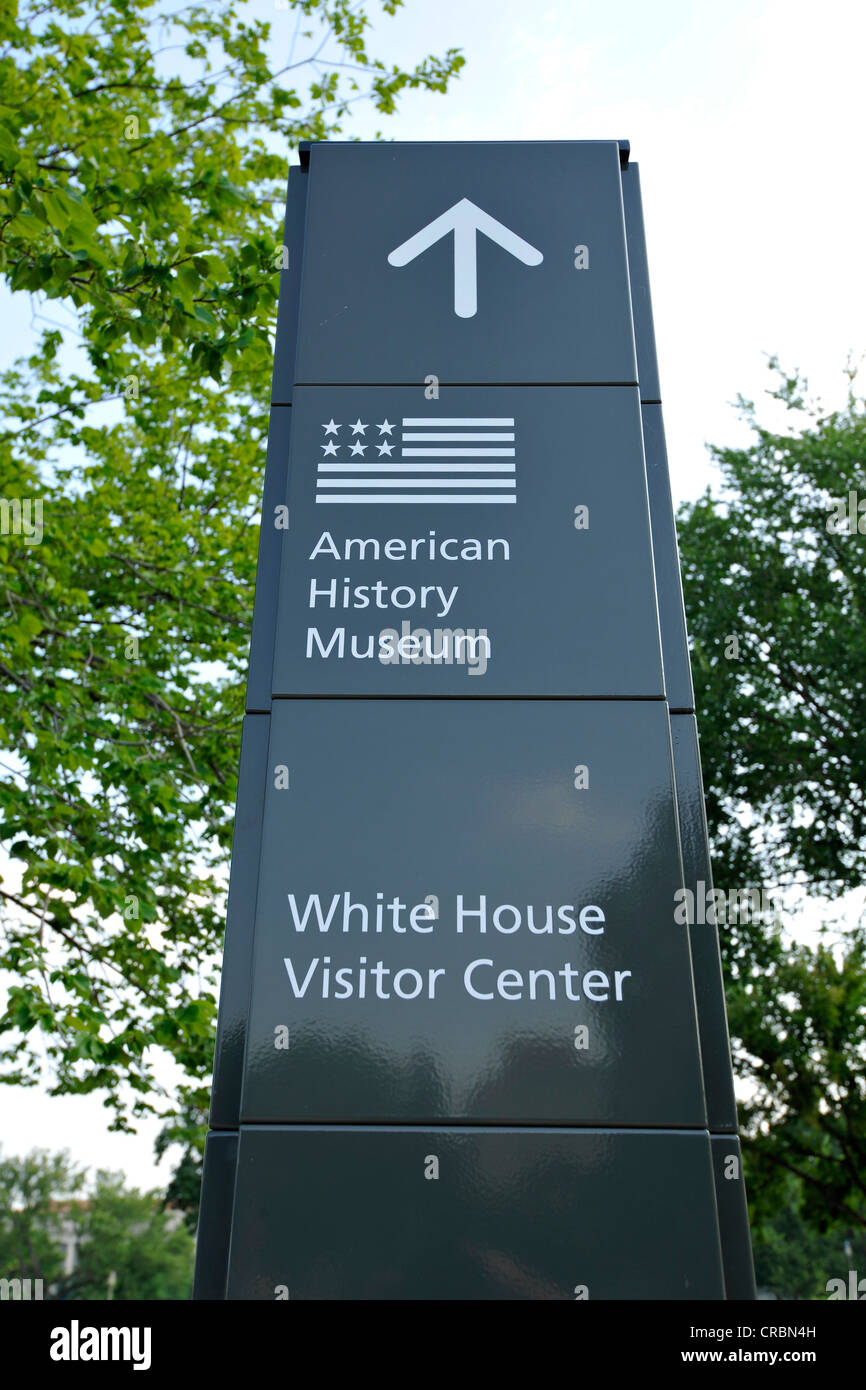 Cartello, modo per la Casa Bianca, il Museo di Storia Americana, Washington DC, Distretto di Columbia, Stati Uniti d'America, PublicGround Foto Stock