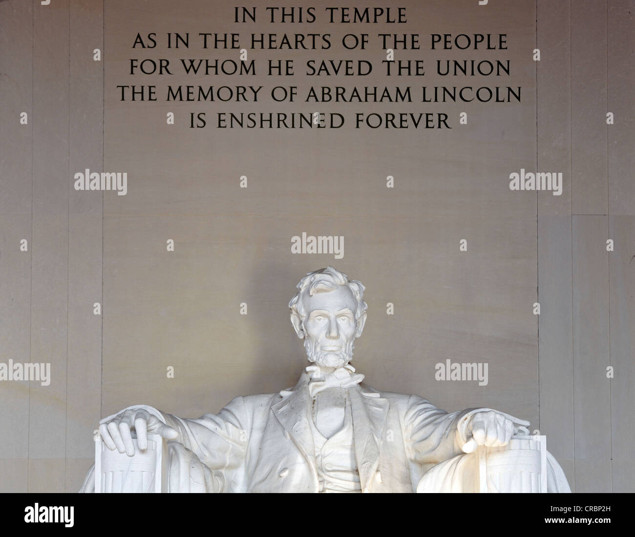 Statua di Abraham Lincoln dal Daniel Chester French, dedizione, Lincoln Memorial, Washington DC, Distretto di Columbia Foto Stock