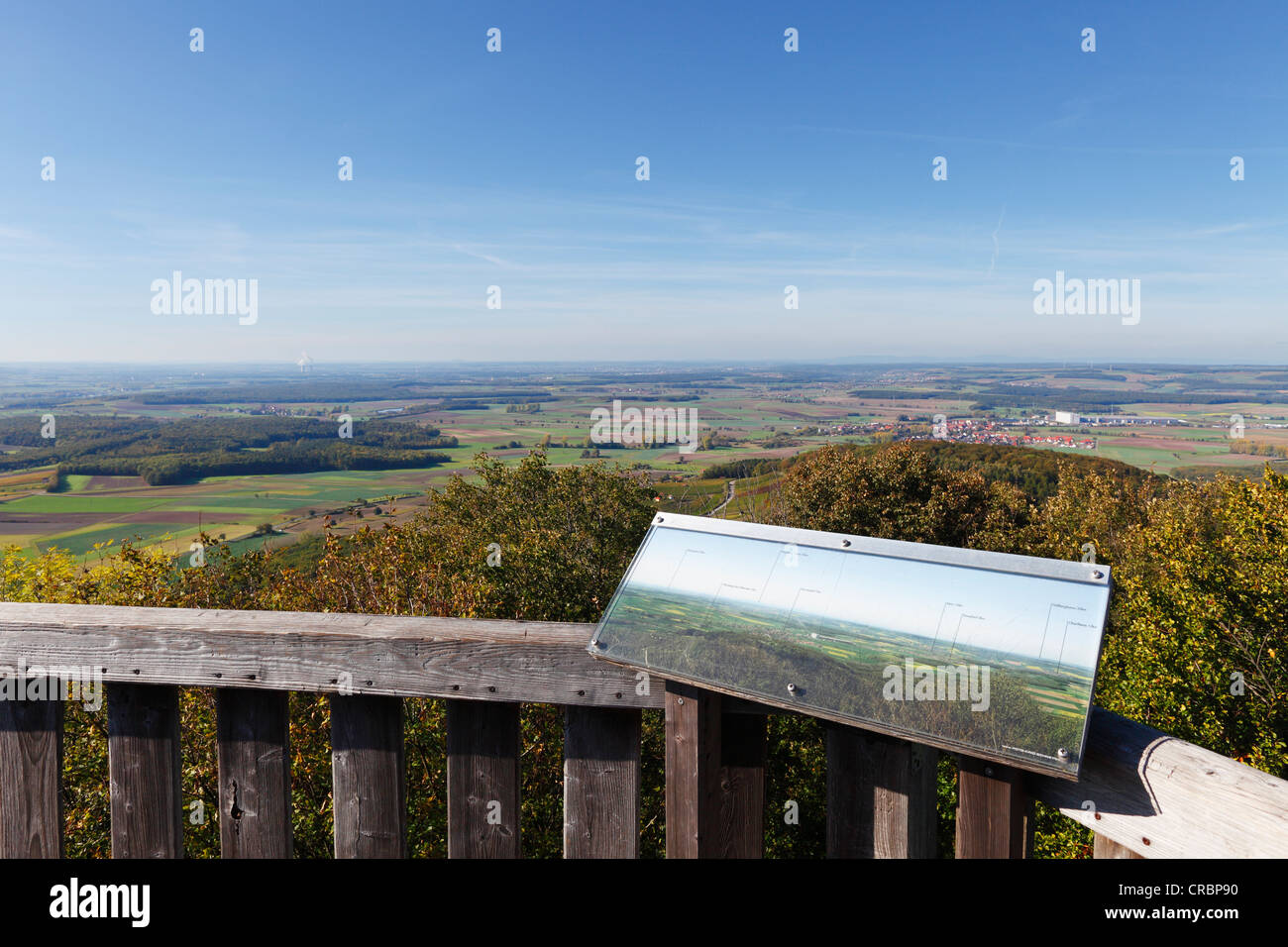 Vista dalla torre di vedetta del Castello Zabelstein, Schweinfurter terra, bassa Franconia, Franconia, Baviera, Germania, Europa Foto Stock