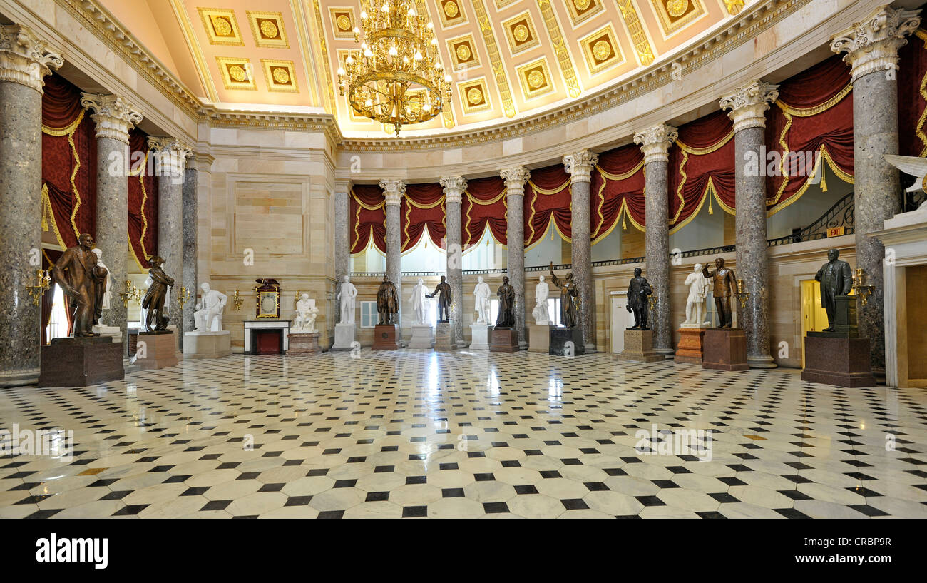 Statuaria nazionale Hall raccolta con statue di famosi cittadini statunitensi, United States Capitol, Capitol Hill, Washington DC Foto Stock