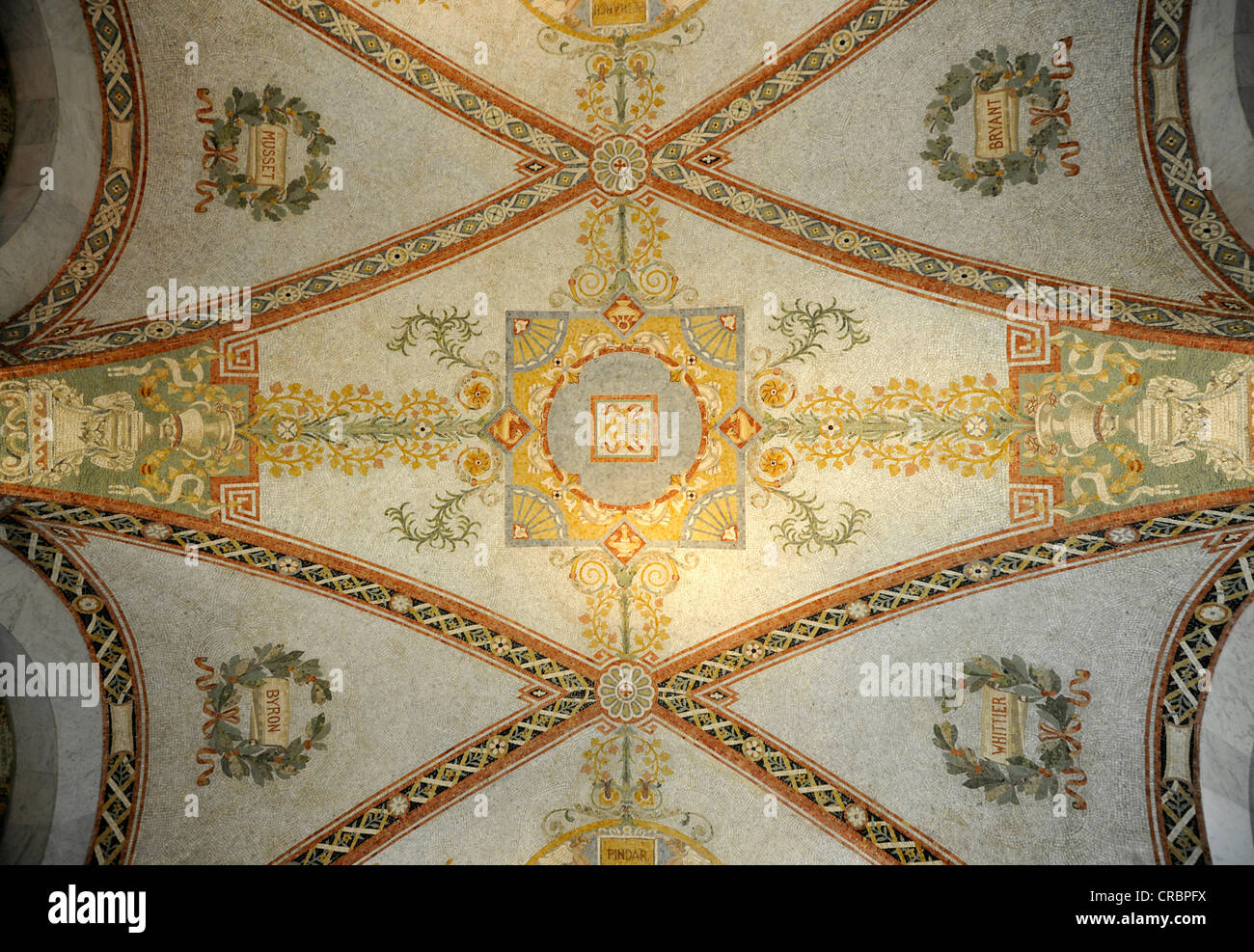 Ornato soffitto nella sala d'ingresso, il Jefferson Building, la Biblioteca del Congresso, Capitol Hill, Washington DC Foto Stock