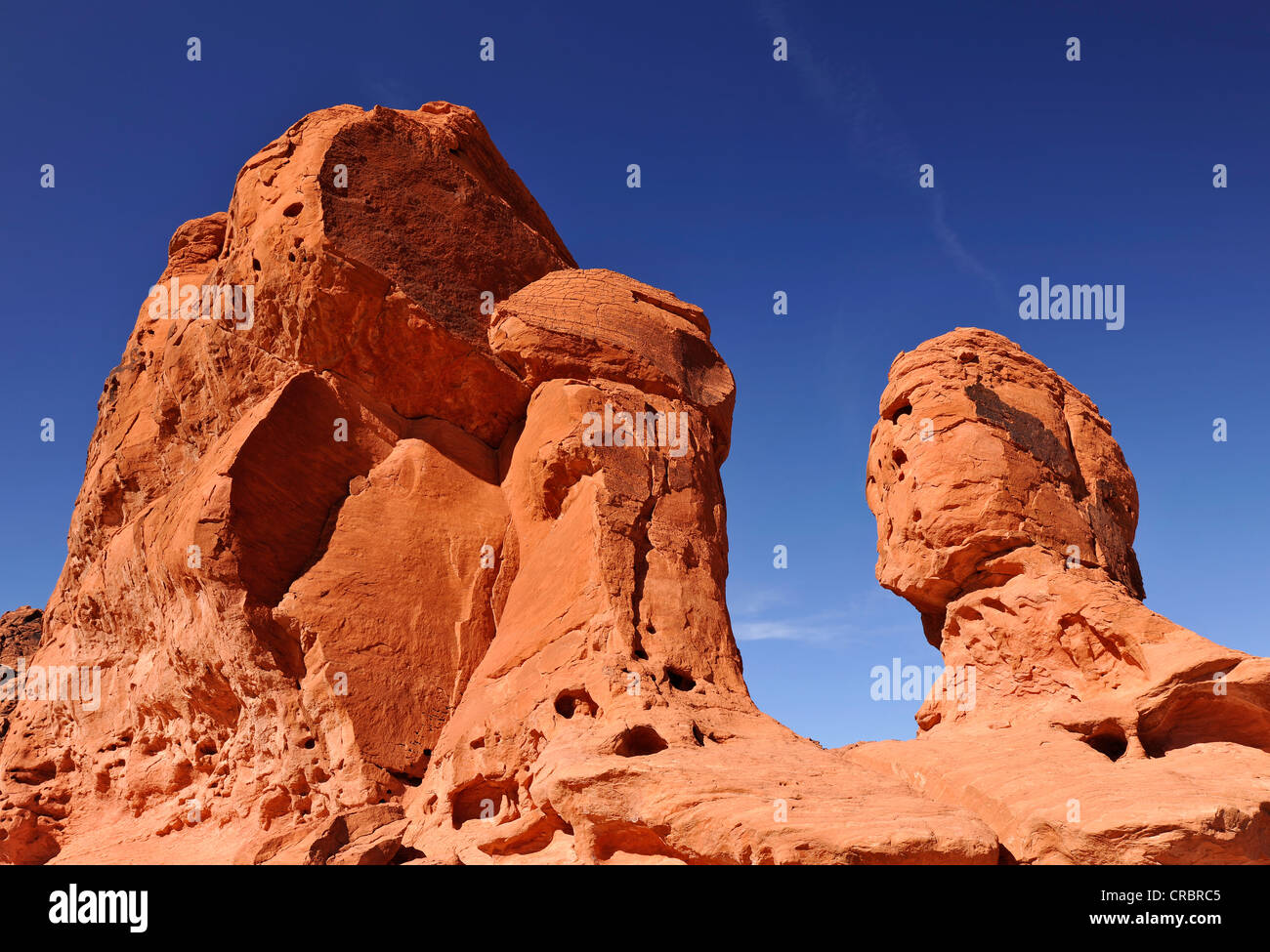 Sette sorelle formazione di roccia, la Valle del Fuoco del parco statale, Nevada, Stati Uniti d'America, STATI UNITI D'AMERICA Foto Stock