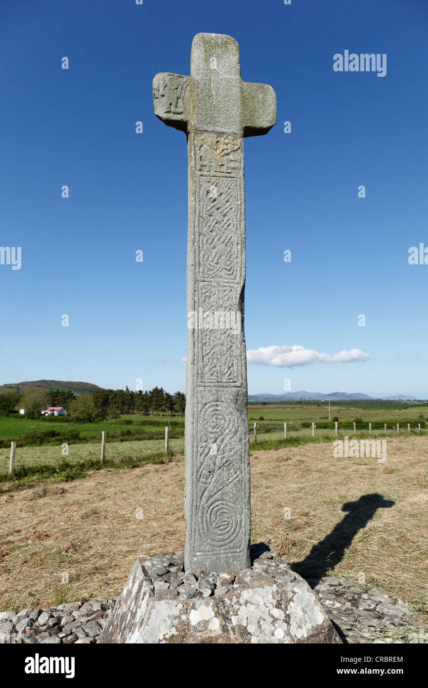 Clonca elevata cross vicino Culduff, Penisola di Inishowen, County Donegal, Irlanda Isole britanniche, Europa Foto Stock