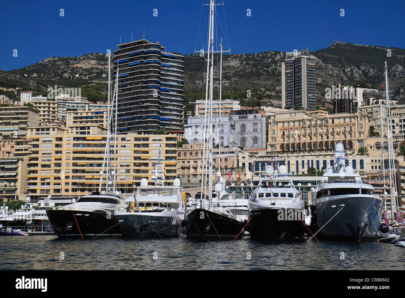 Super yacht al Monaco Yacht Show, Porto Ercole, Monaco, Cote d'Azur, Mare Mediterraneo, Europa Foto Stock