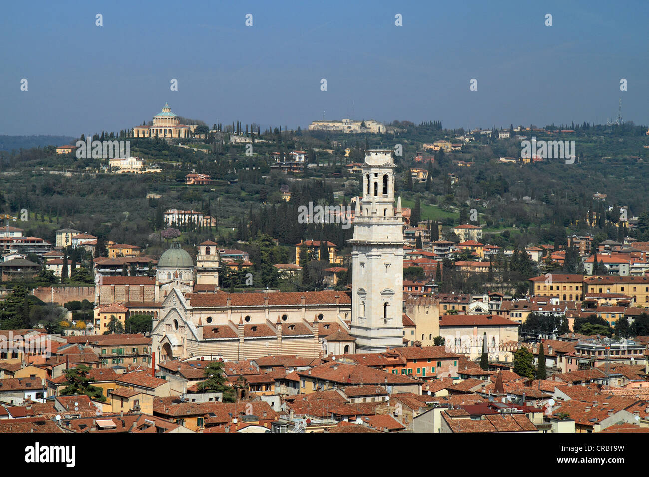 Vista dalla Torre dei Lamberti verso la cattedrale, Verona, Veneto, Italia, Europa Foto Stock