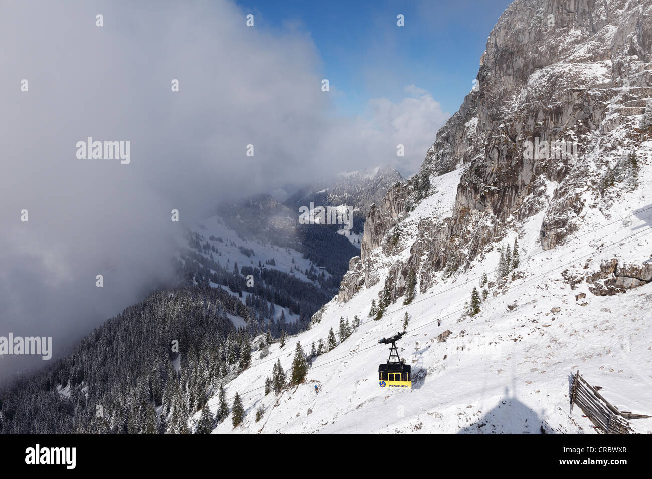 Wendelstein funivia Monte Wendelstein, Bayrischzell Mangfall, montagne, Alta Baviera, Baviera, Germania, Europa Foto Stock