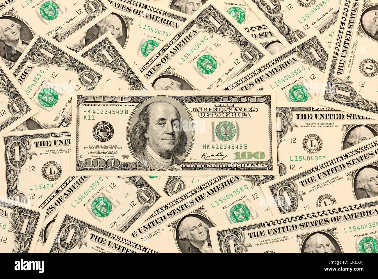 100 US Dollar Bills Foto Stock