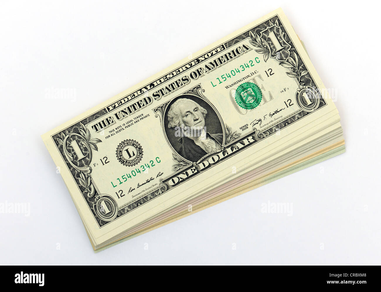 Pacchetto di 1 US Dollar Bills Foto Stock