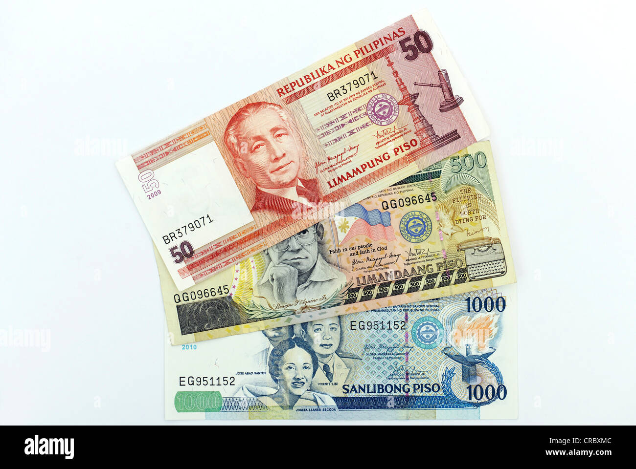 50, 500 e 1000 pesos filippino banconote Foto Stock