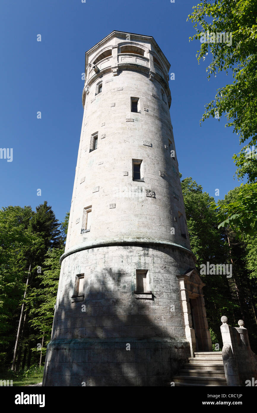 Torre di vedetta sulla montagna Taubenberg, Warngau, Alta Baviera, Baviera, Germania, Europa PublicGround Foto Stock