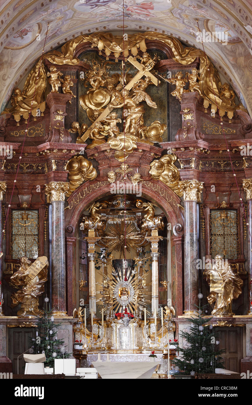 Altare maggiore da Joseph Matthias Goetz con la miracolosa immagine della Vergine Maria, la Chiesa del pellegrinaggio di Maria Taferl Foto Stock