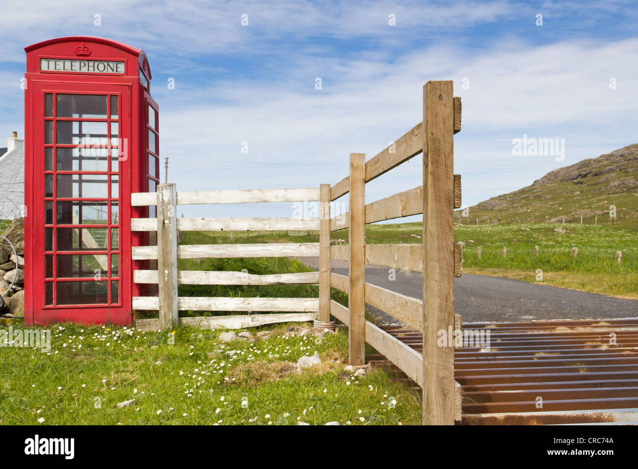 Telefono pubblico nell'Isle of Barra Foto Stock