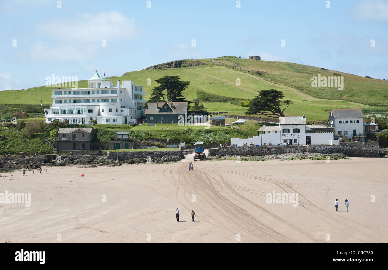 Burgh Island visto da Bigbury sul mare South Devon England Regno Unito Foto Stock