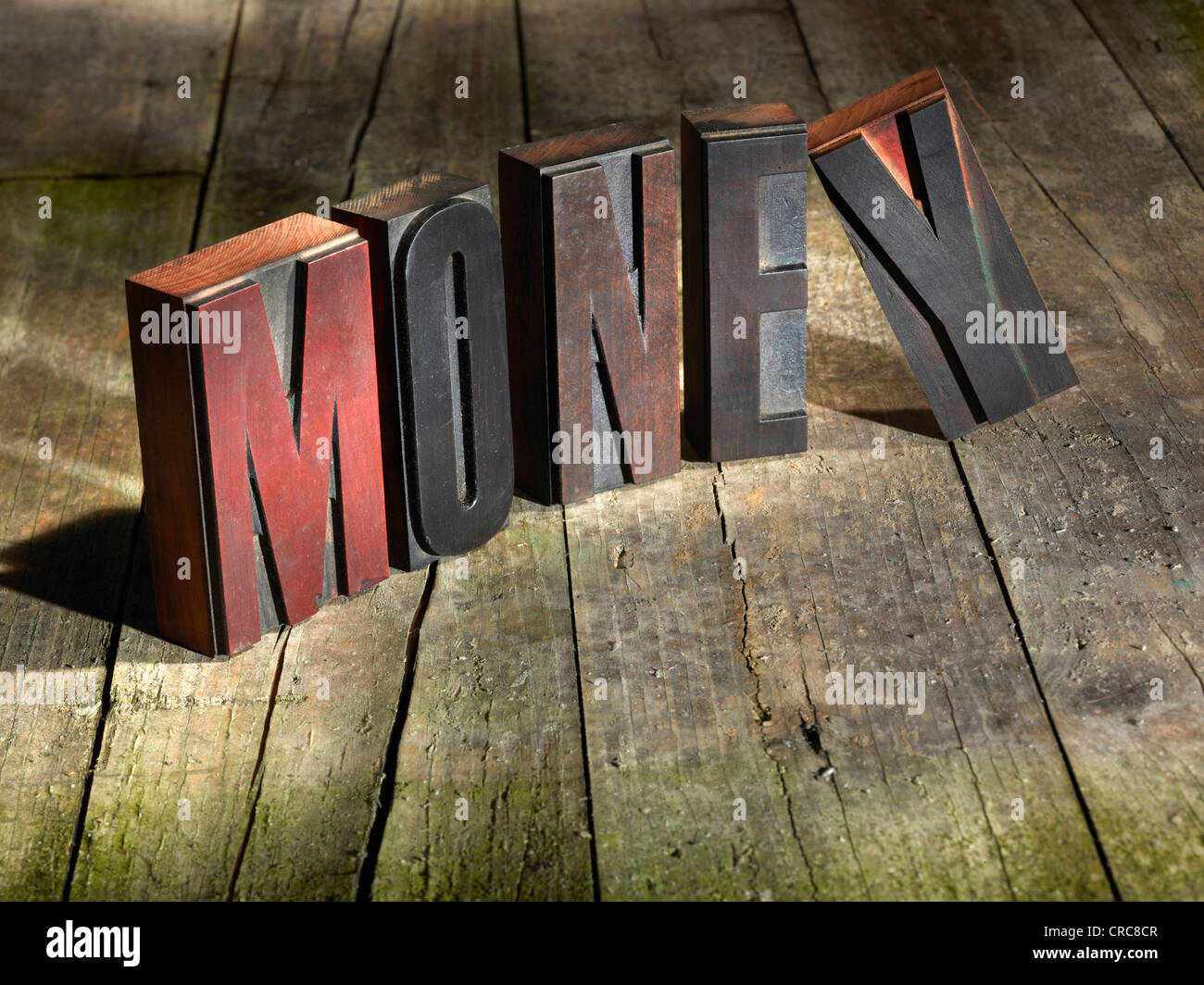 Blocchi di legno di denaro per il controllo ortografico Foto Stock