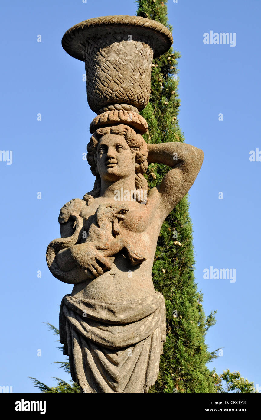Statua manierista presso il Palazzetto edificio, casino nel giardino del palazzo nella Fortezza, palace, Villa Farnese di Caprarola Foto Stock