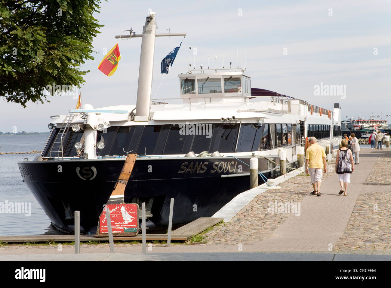 MS Sans Souci nel porto, Vinetastadt Barth, Zingst, Meclemburgo-Pomerania Occidentale, Germania, Europa Foto Stock