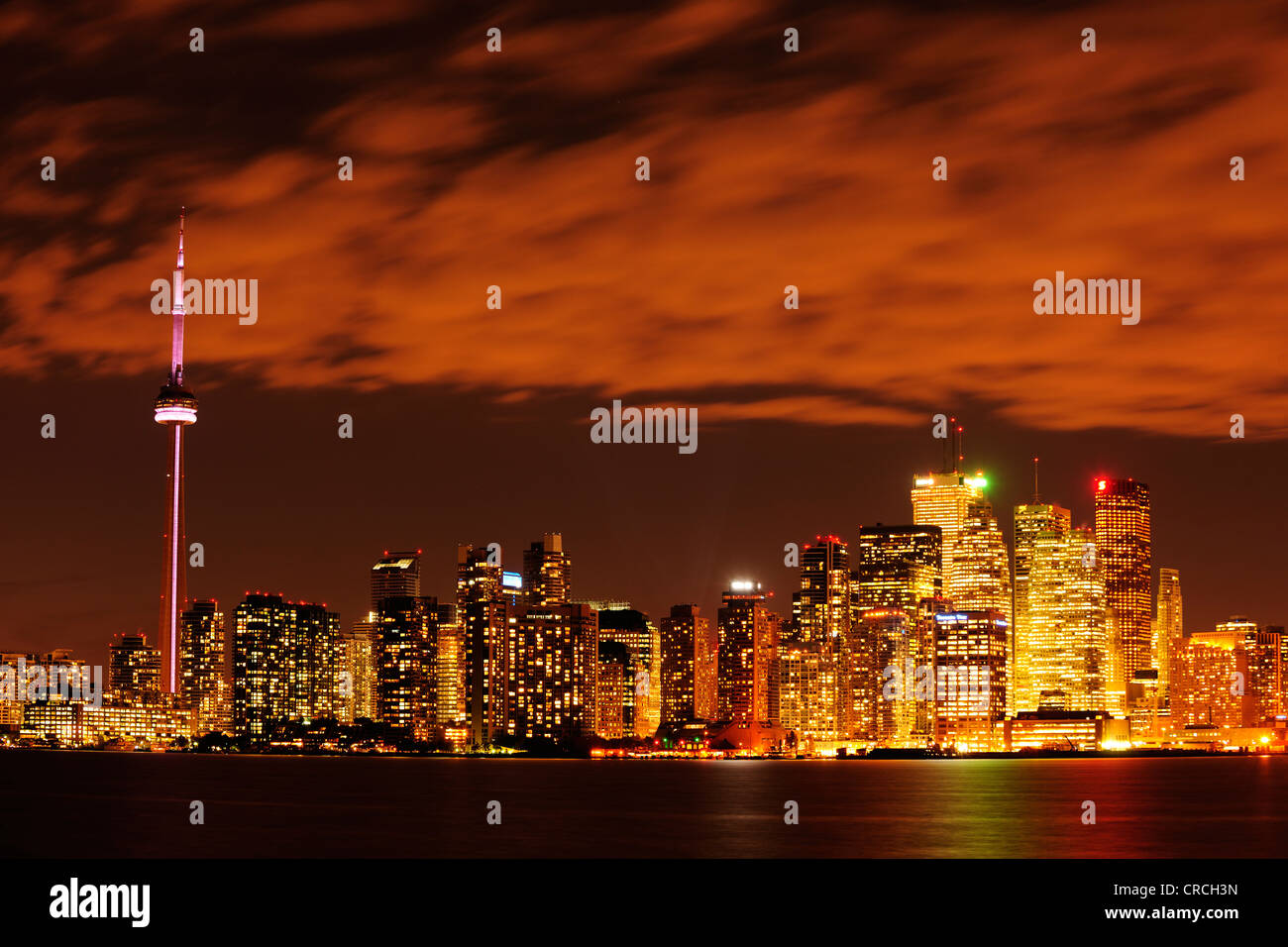 Skyline di notte, Toronto, Ontario, Canada, America del Nord Foto Stock