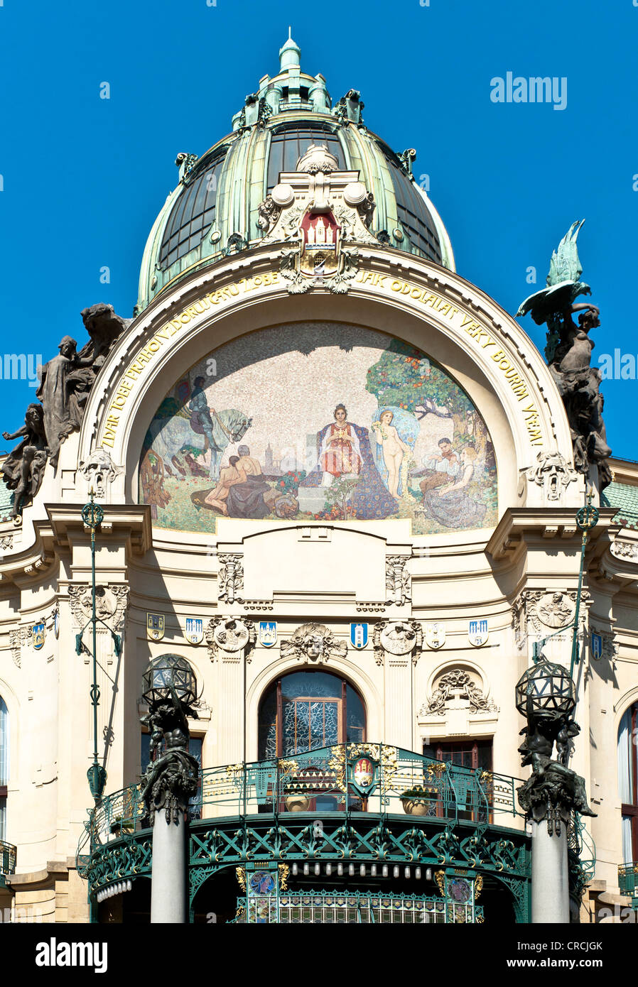 Casa Municipale, Obecni dum, Praga, Repubblica Ceca, Europa Foto Stock