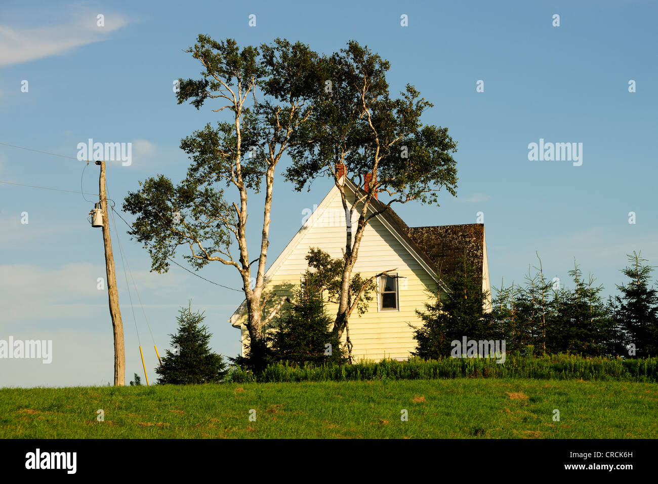 Casa isolata su una collina nei pressi di Cavendish, Prince Edward Island, Canada, America del Nord Foto Stock