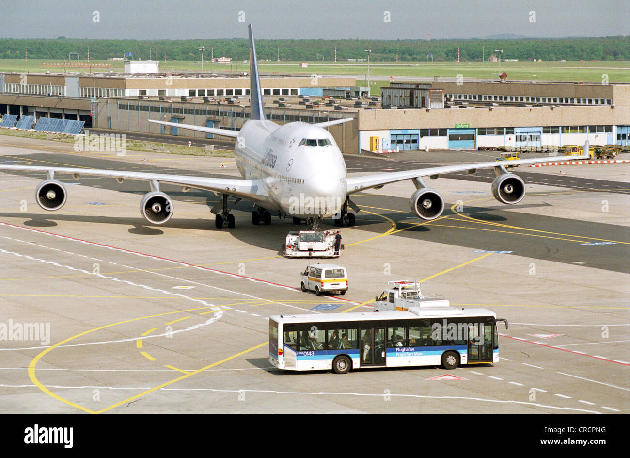 Volo Lufthansa prima del decollo all'aeroporto Frankfurt / Main Foto Stock