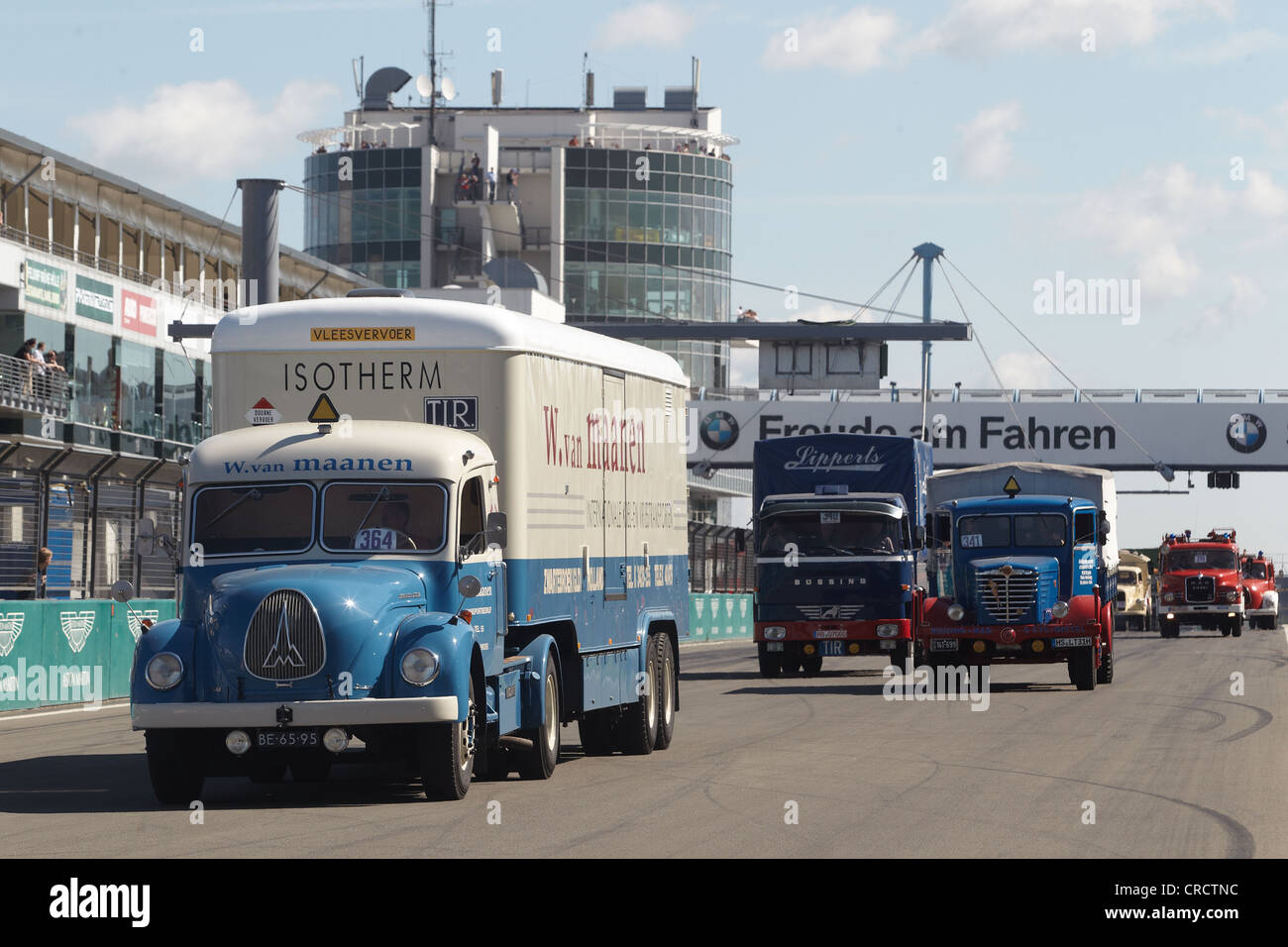 Sfilata di vintage carrelli al Truck-Grand-Prix, Nuerburgring race track, Renania-Palatinato, Germania, Europa Foto Stock