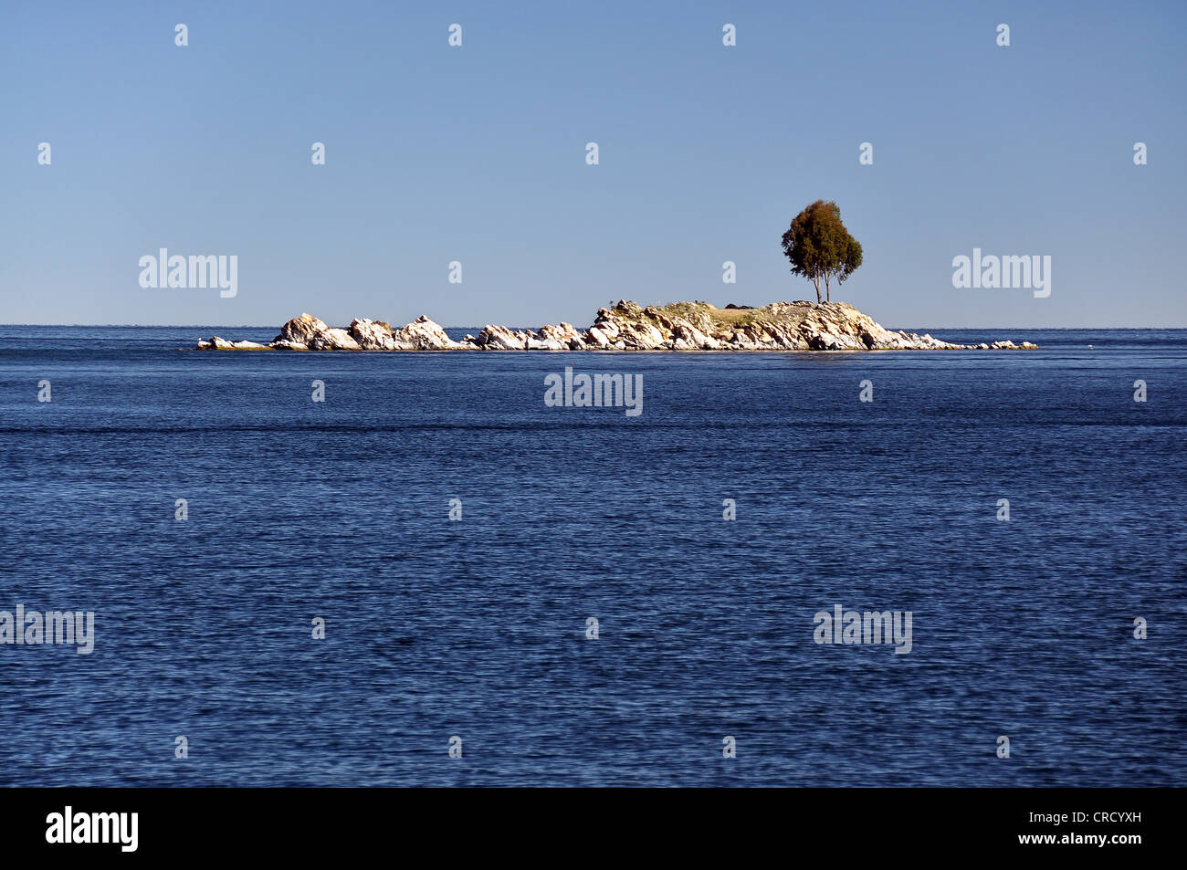 Piccola isola nel lago Titicaca, Copacabana, Bolivia, SUD AMERICA Foto Stock