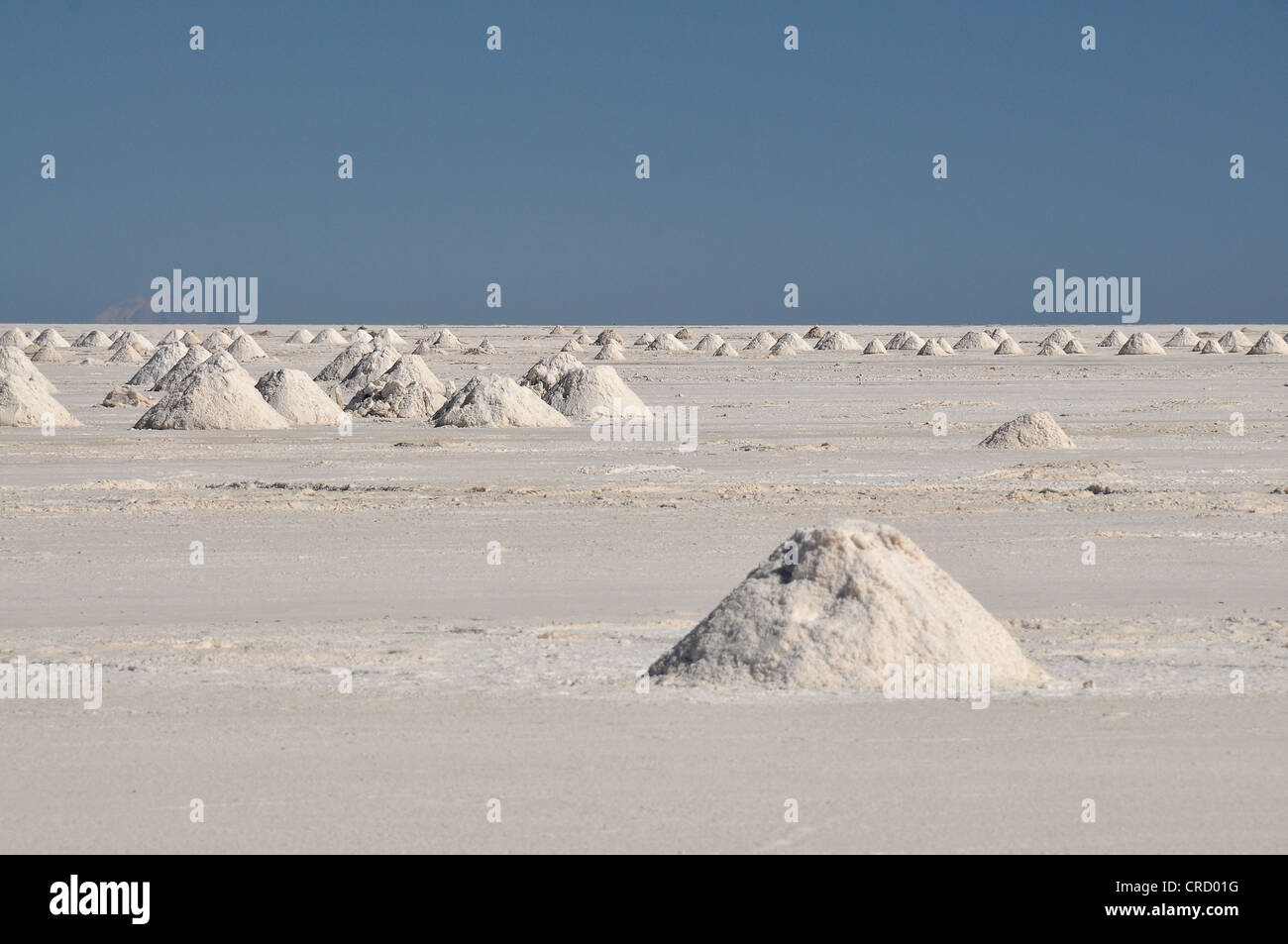 Pile di sale sulla distesa di sale del Salar de Uyuni, uyuni, Potosi, Bolivia, SUD AMERICA Foto Stock