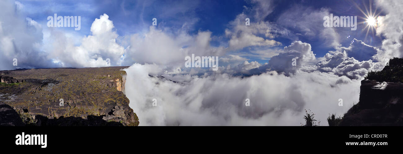 Vista panoramica dal punto più alto sul plateau di roraima table mountain, triangolo di confine, Brasile, Venezuela, Guyana Foto Stock