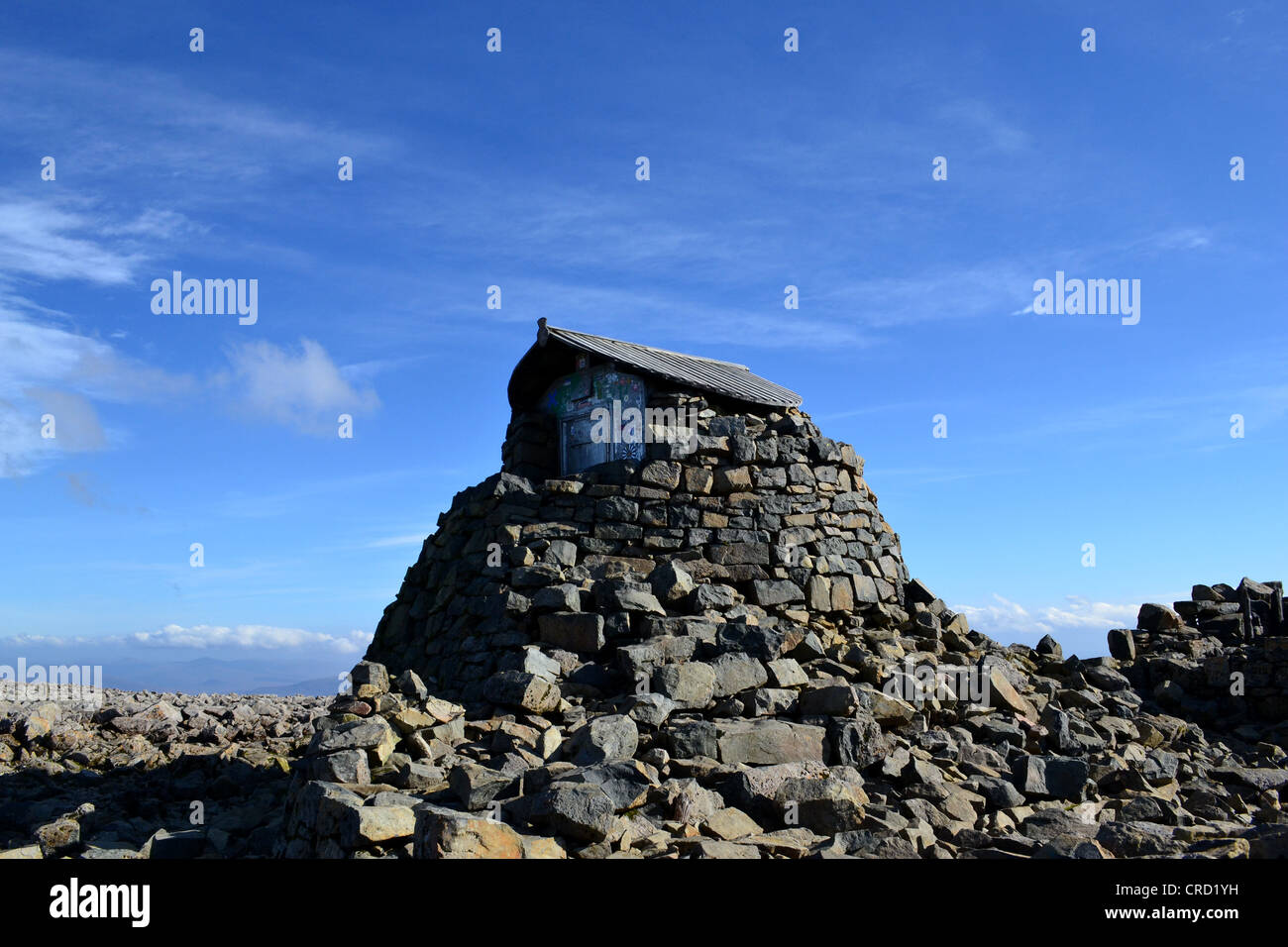 Ben Nevis Summit Shelter, Scozia Foto Stock