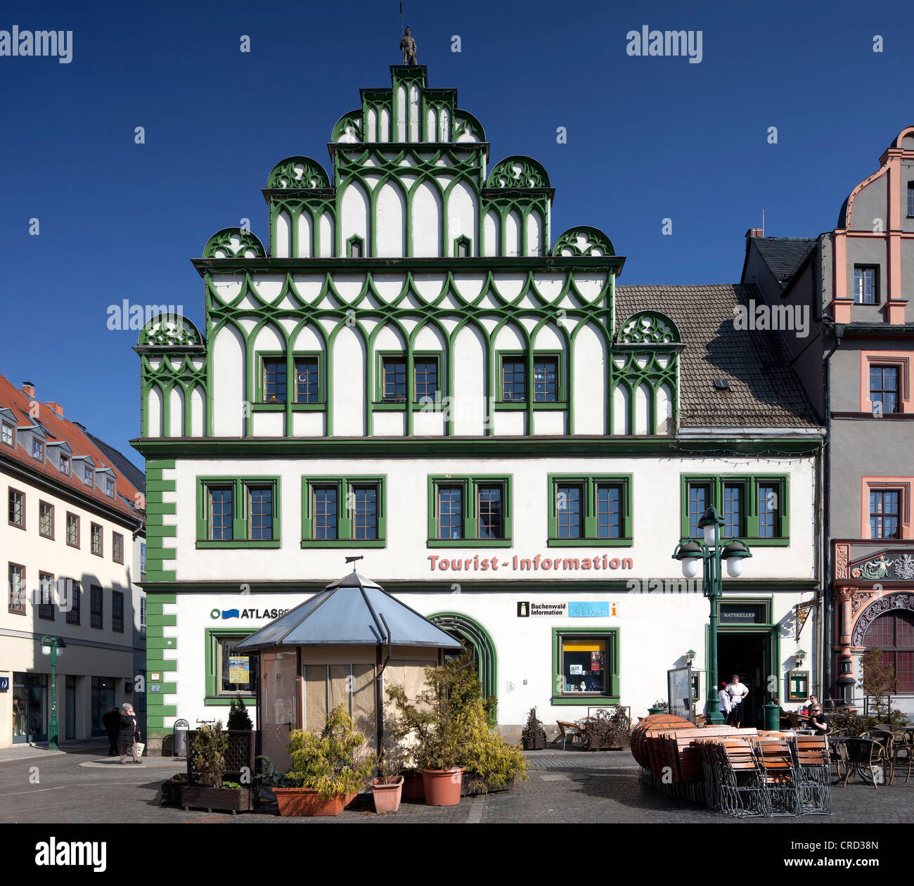 Town House sul mercato, Weimar, Turingia, Germania, Europa PublicGround Foto Stock