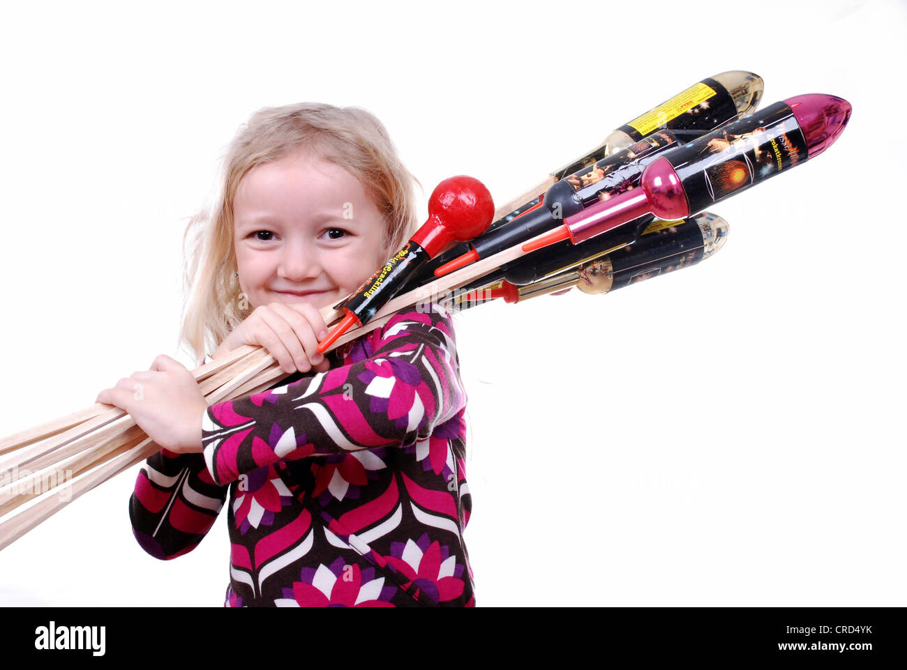 Ragazza con fuochi d'artificio Foto Stock