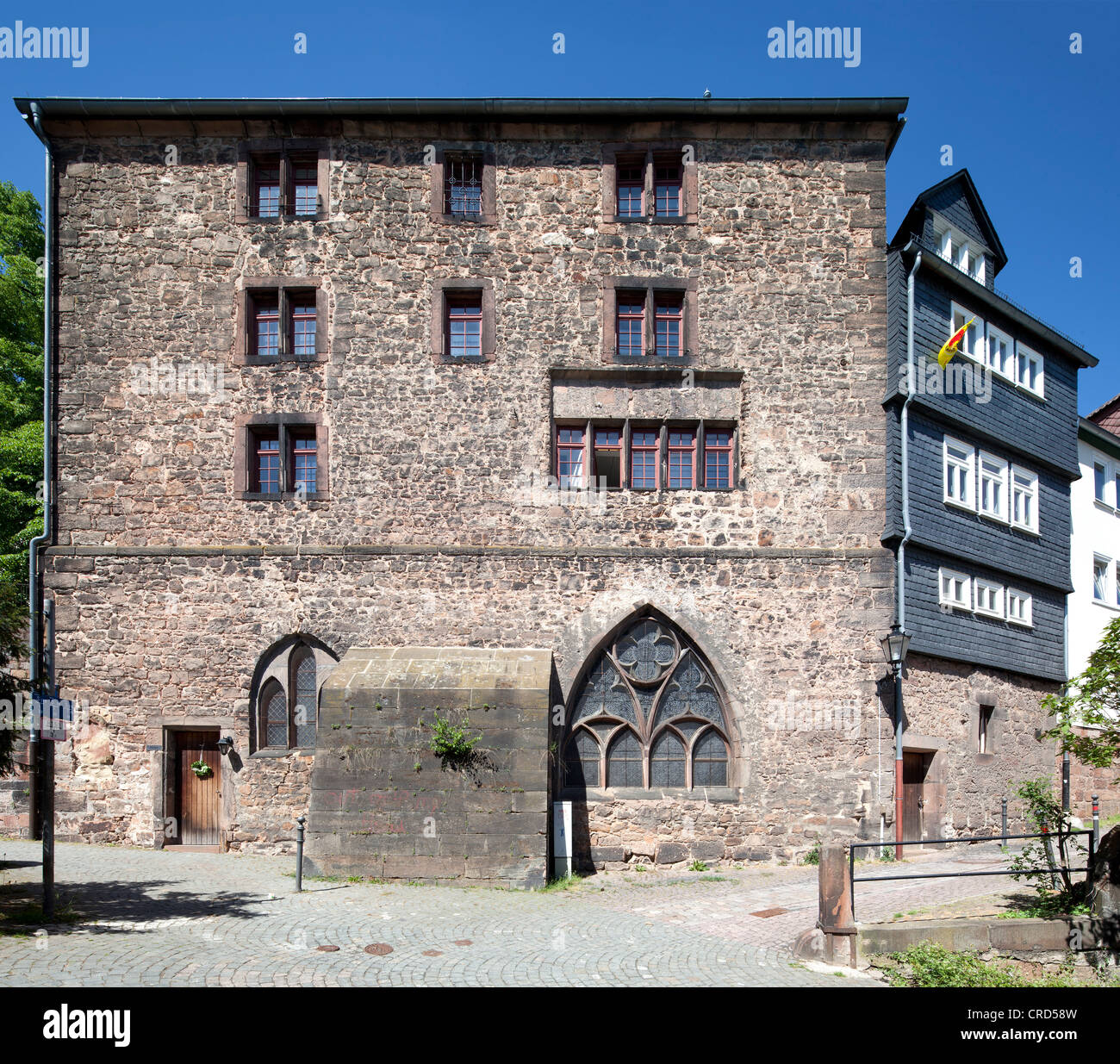 Sagrato della Chiesa luterana, ossario, Marburg, Hesse, Germania, Europa PublicGround Foto Stock