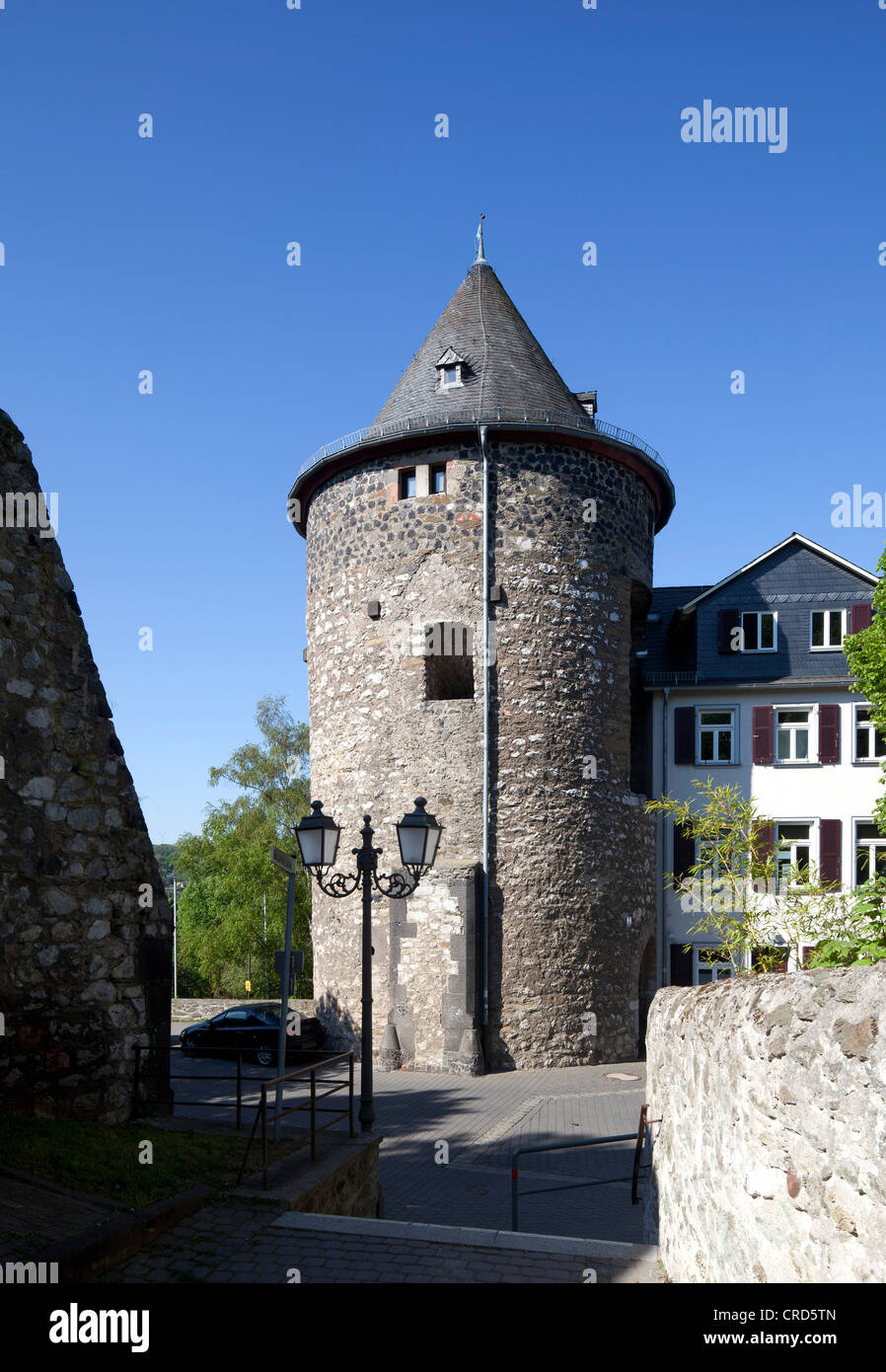 Torre Saeuturm, fortificazioni medievali, Wetzlar, Hesse, Germania, Europa PublicGround Foto Stock