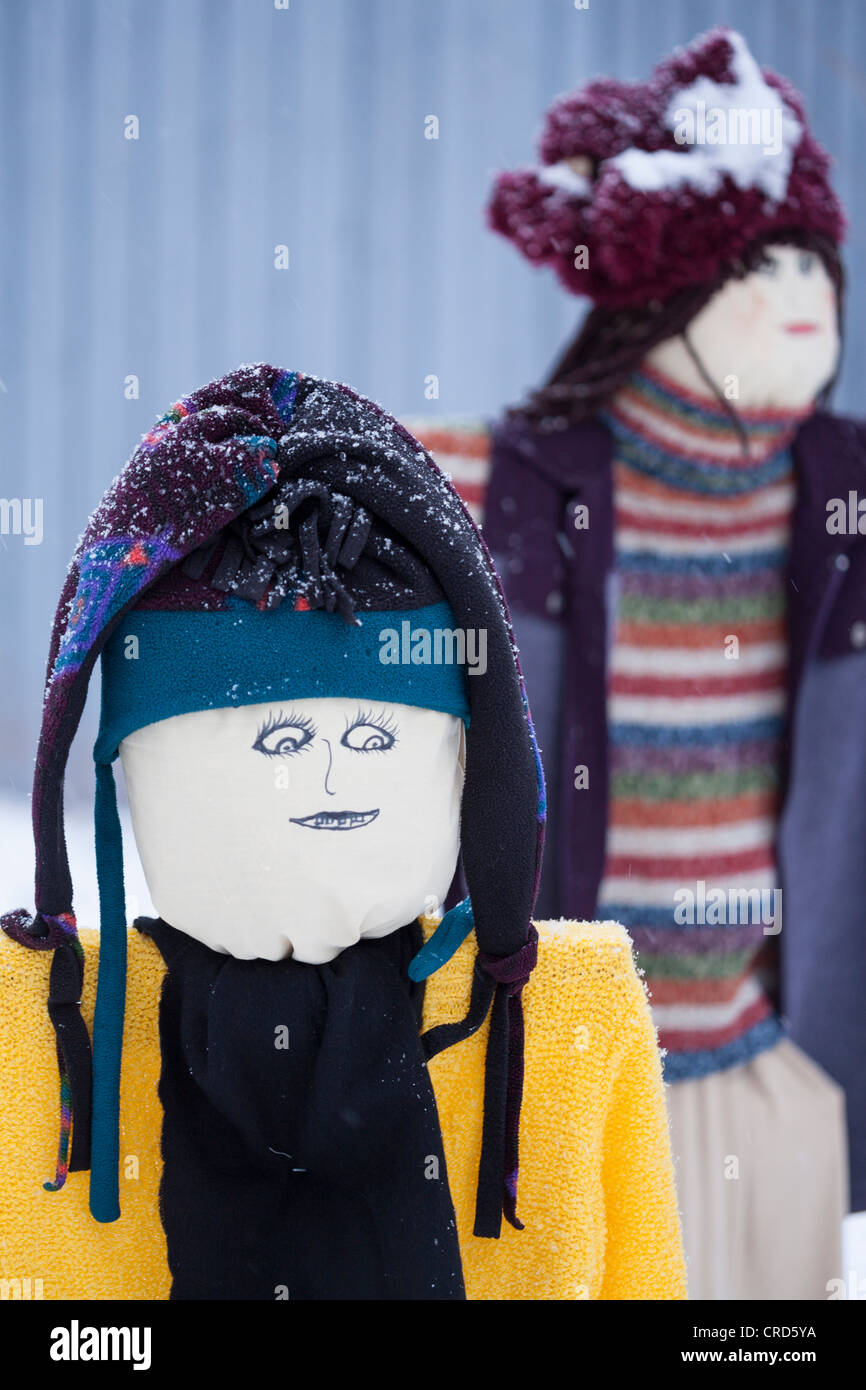 Dettaglio da Scarecrows sull'esecuzione. Da un'installazione di scarecrows dal loro originale campo vicino Rapide-Danseur Quebec Foto Stock