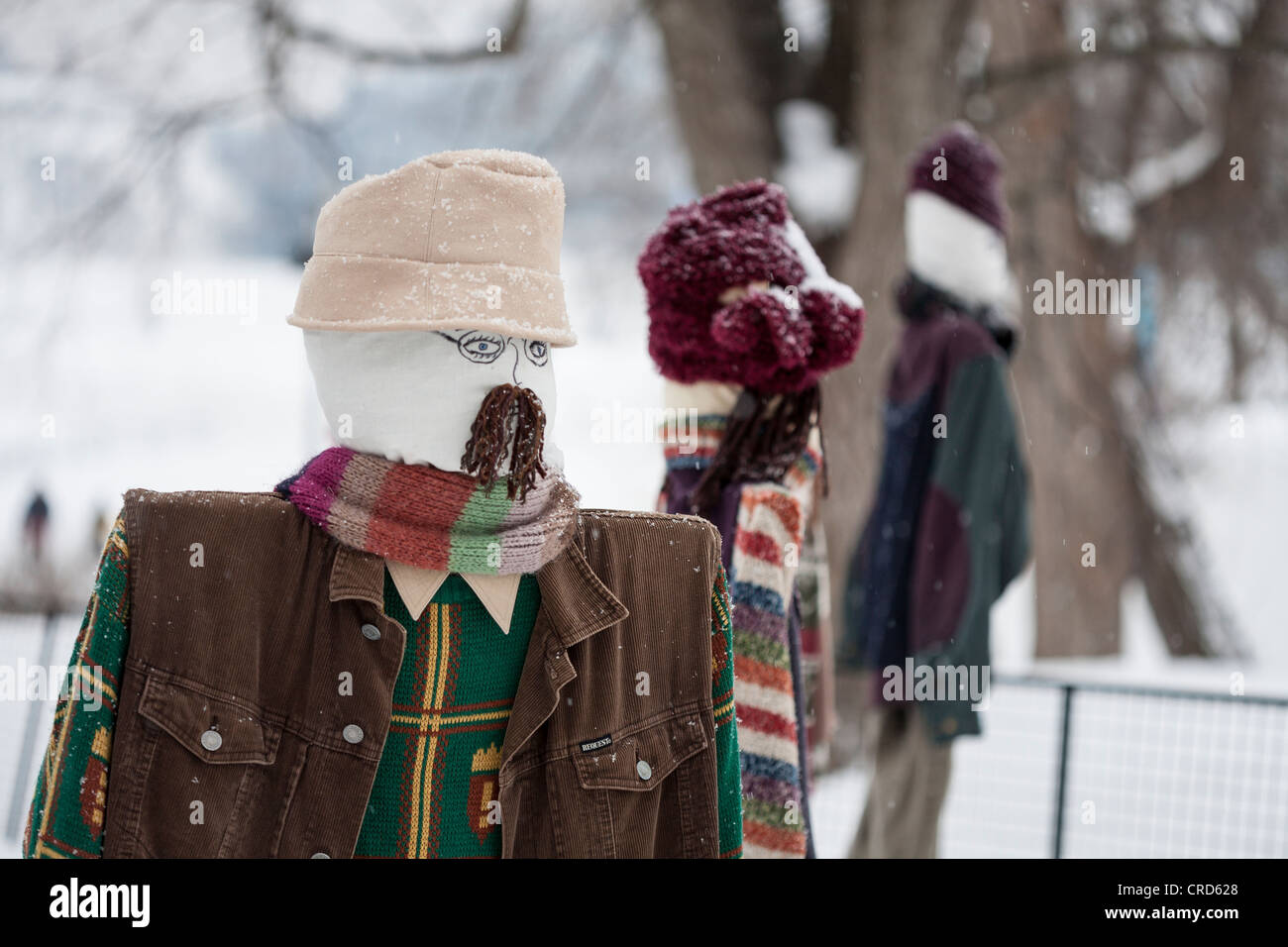 Dettaglio da Scarecrows sull'esecuzione. Da un'installazione di scarecrows dal loro originale campo vicino Rapide-Danseur Quebec Foto Stock