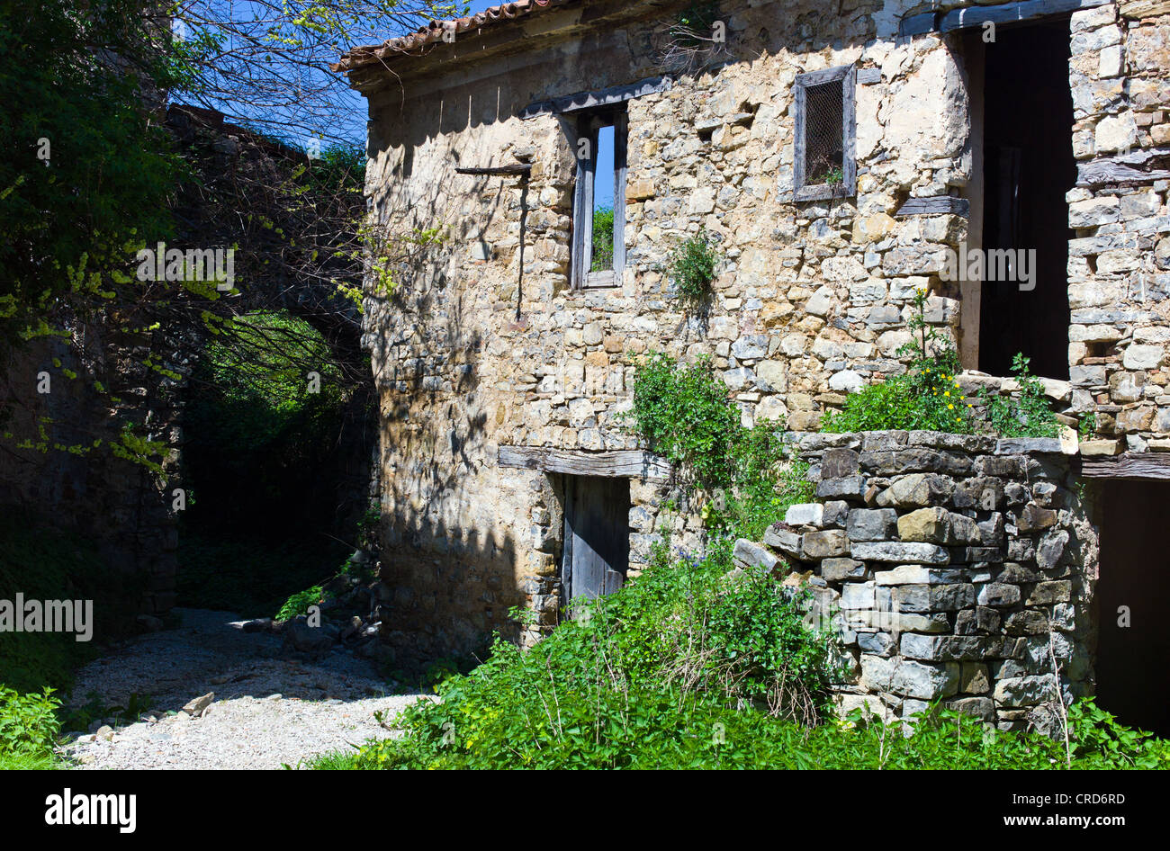 Europa Italia,Campania Cilento, abbandonato il vecchio quartiere di Roscigno Vecchia, dettaglio Foto Stock