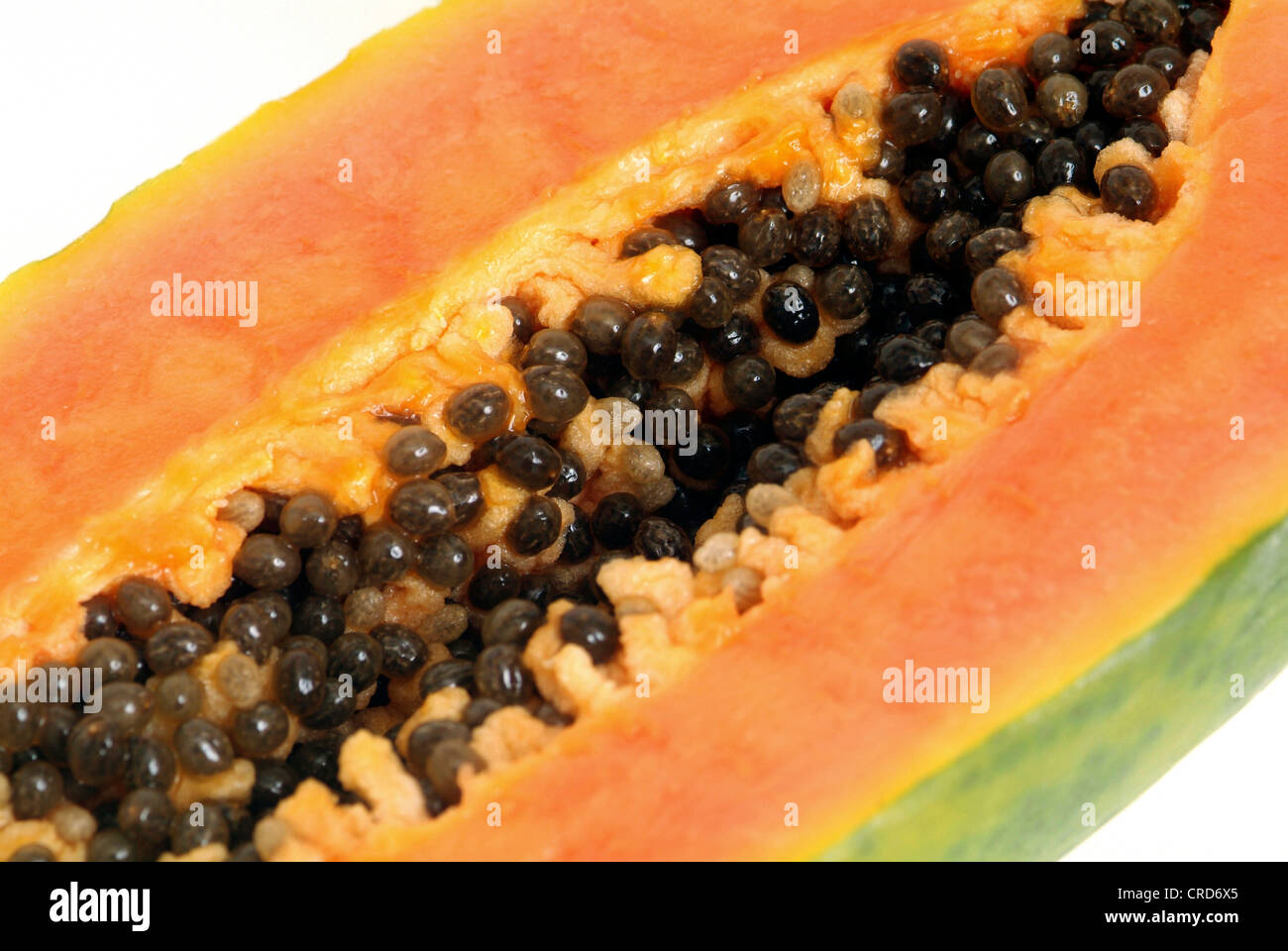 Papaia, papaw, paw paw, mamao, albero melone (Carica papaya), tagliato a fette di papaya Foto Stock