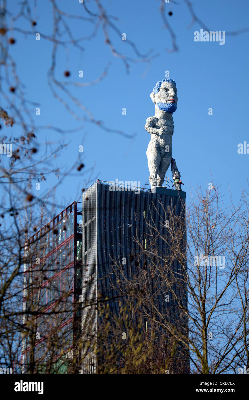 Ercole per la zona della Ruhr, scultura su ex miniera di carbone torre di avvolgimento della Nordstern Complesso industriale della miniera di carbone Foto Stock