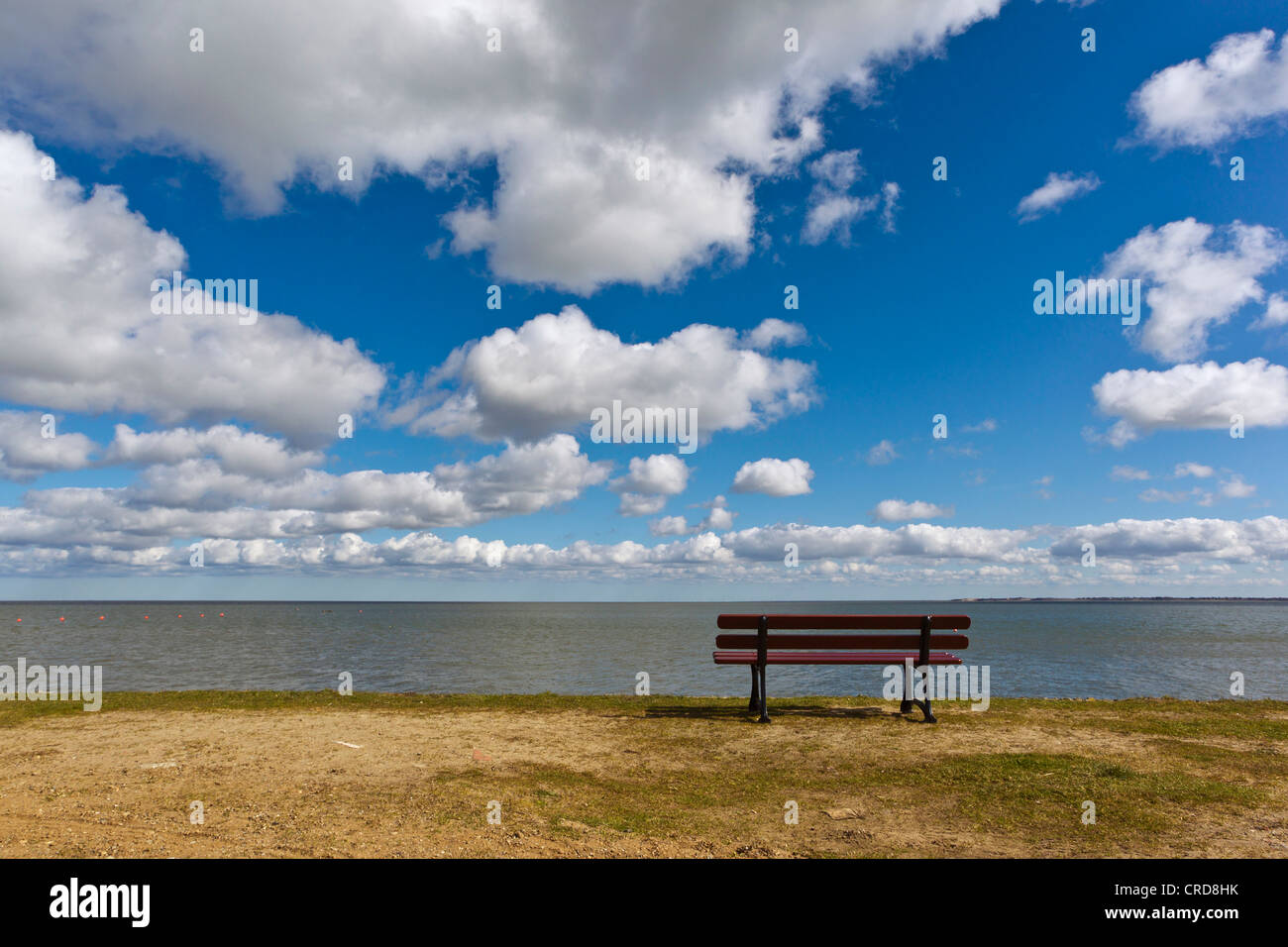 Una panchina nel parco a mare di Wadden, Munkmarsch, Sylt, Schleswig-Holstein, Germania, Europa Foto Stock
