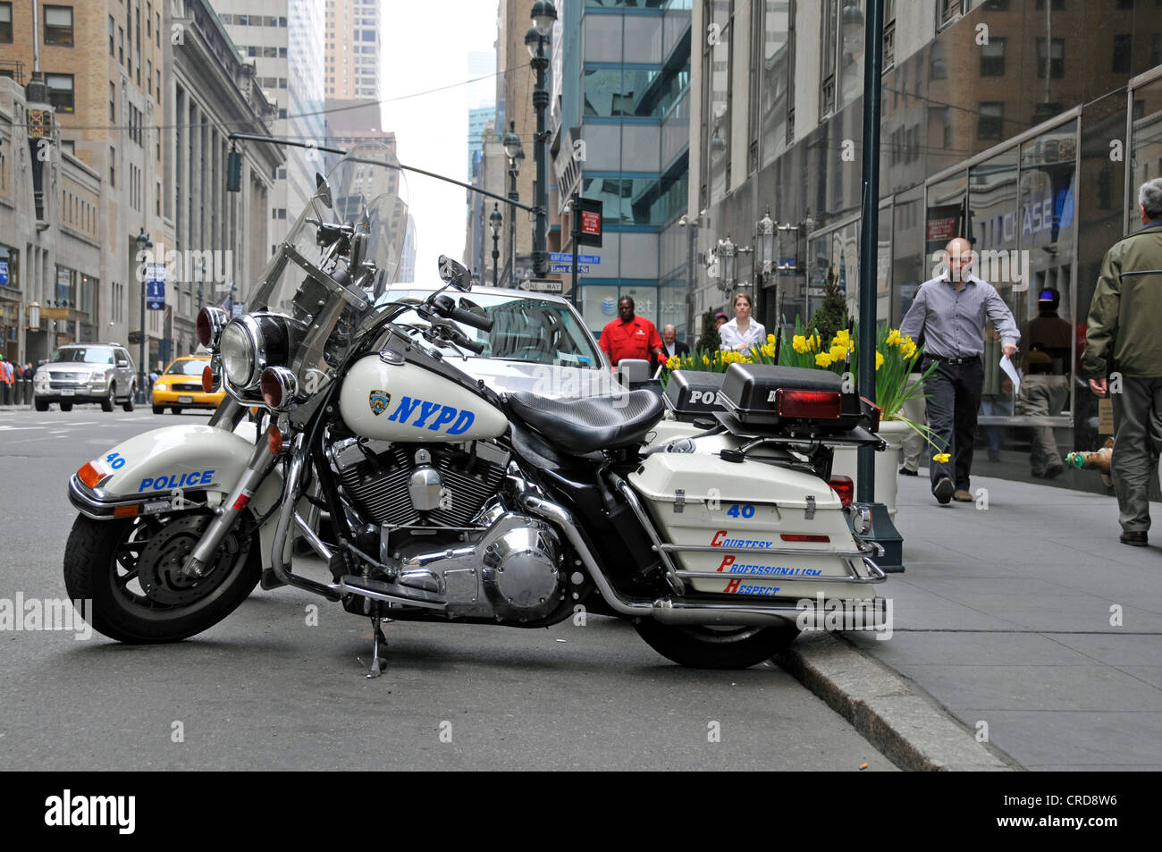 La polizia una bicicletta a motore del NYPD da Harley Davidson, USA, New York City, Manhattan Foto Stock